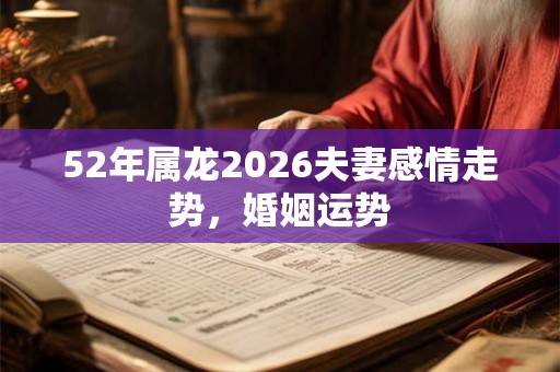52年属龙2026夫妻感情走势，婚姻运势