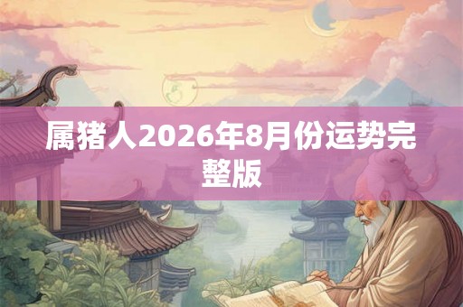属猪人2026年8月份运势完整版