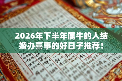2026年下半年属牛的人结婚办喜事的好日子推荐！
