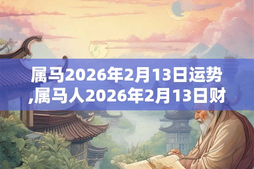 属马2026年2月13日运势,属马人2026年2月13日财运,生肖马2026年2月13日运势