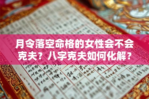 月令落空命格的女性会不会克夫？八字克夫如何化解？