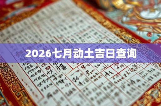 2026七月动土吉日查询 2026七月动土吉日查询