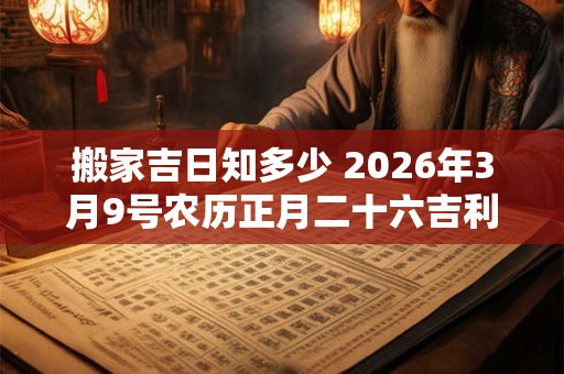搬家吉日知多少 2026年3月9号农历正月二十六吉利吗 搬家吉日知多少 2026年3月9号农历正月二十六吉利吗