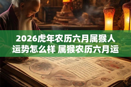 2026虎年农历六月属猴人运势怎么样 属猴农历六月运势详解
