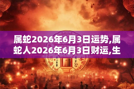 属蛇2026年6月3日运势,属蛇人2026年6月3日财运,生肖蛇2026年6月3日运势