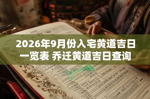 2026年9月份入宅黄道吉日一览表 乔迁黄道吉日查询 2026年9月份入宅黄道吉日一览表 乔迁黄道吉日查询
