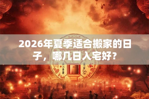 2026年夏季适合搬家的日子，哪几日入宅好？