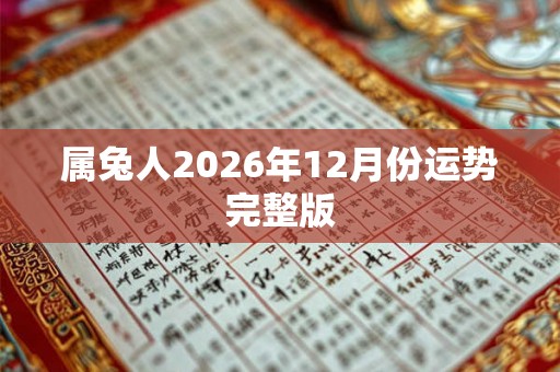属兔人2026年12月份运势完整版