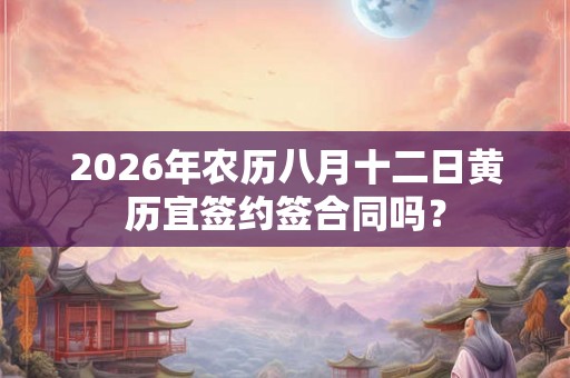 2026年农历八月十二日黄历宜签约签合同吗？