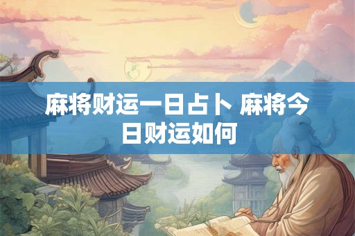 麻将财运一日占卜 麻将今日财运如何 麻将财运一日占卜 麻将今日财运如何