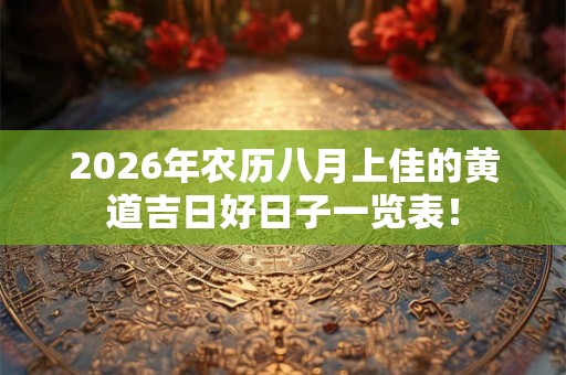 2026年农历八月上佳的黄道吉日好日子一览表! 2026年农历八月上佳的黄道吉日好日子一览表!