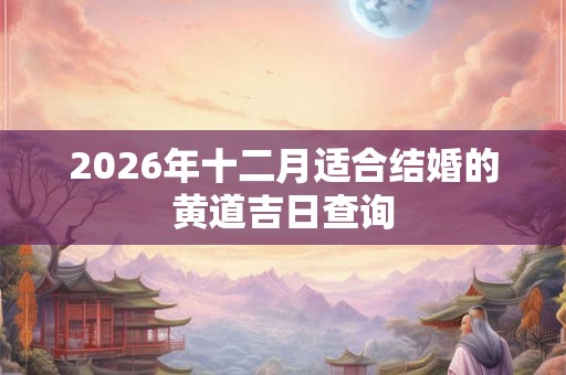 2026年十二月适合结婚的黄道吉日查询