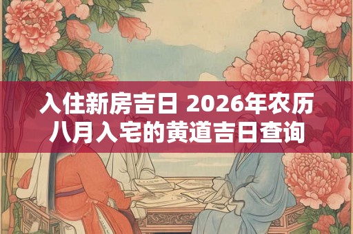 入住新房吉日 2026年农历八月入宅的黄道吉日查询