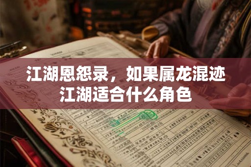 江湖恩怨录，如果属龙混迹江湖适合什么角色