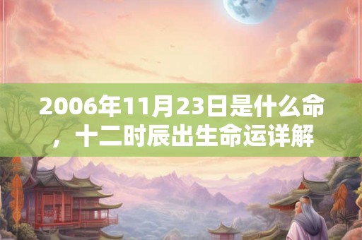 2006年11月23日是什么命,十二时辰出生命运详解 2006年11月23日是什么命,十二时辰出生命运详解