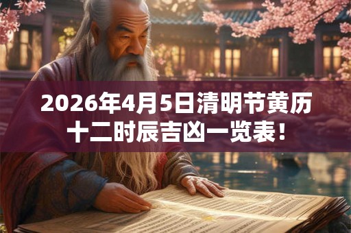 2026年4月5日清明节黄历十二时辰吉凶一览表！