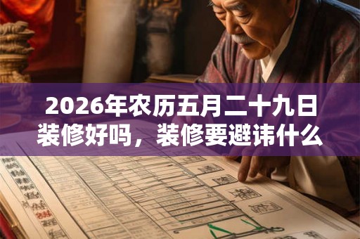 2026年农历五月二十九日装修好吗，装修要避讳什么？
