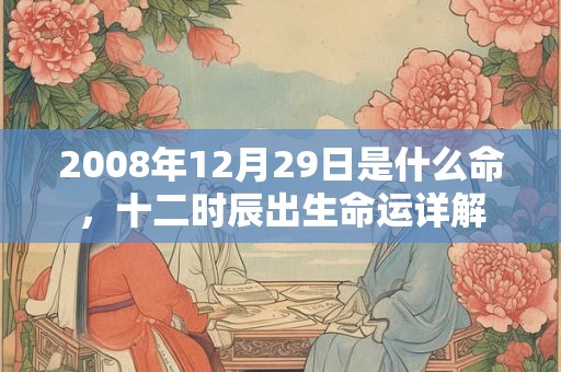 2008年12月29日是什么命，十二时辰出生命运详解
