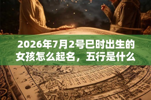 2026年7月2号巳时出生的女孩怎么起名，五行是什么？