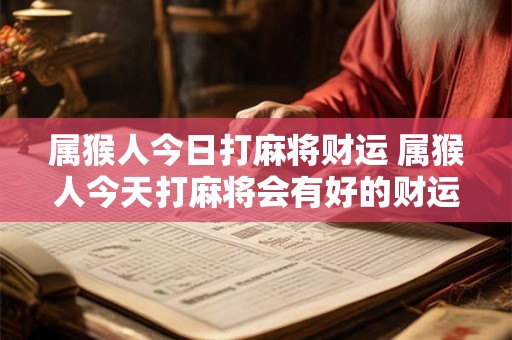 属猴人今日打麻将财运 属猴人今天打麻将会有好的财运吗