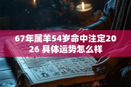67年属羊54岁命中注定2026 具体运势怎么样