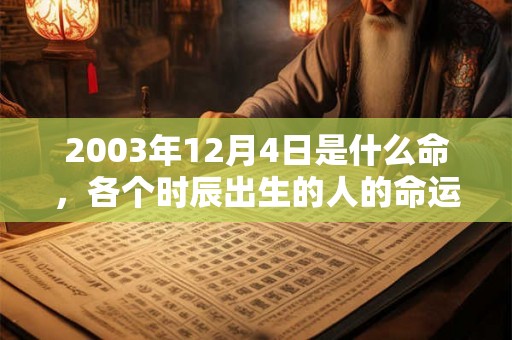 2003年12月4日是什么命，各个时辰出生的人的命运