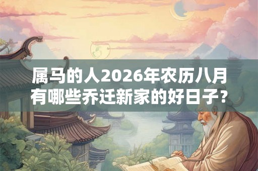 属马的人2026年农历八月有哪些乔迁新家的好日子？