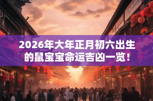 2026年大年正月初六出生的鼠宝宝命运吉凶一览! 2026年大年正月初六出生的鼠宝宝命运吉凶一览!