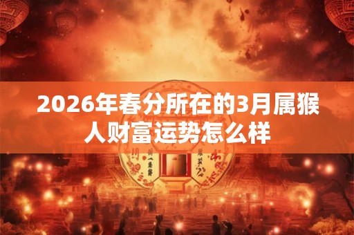 2026年春分所在的3月属猴人财富运势怎么样