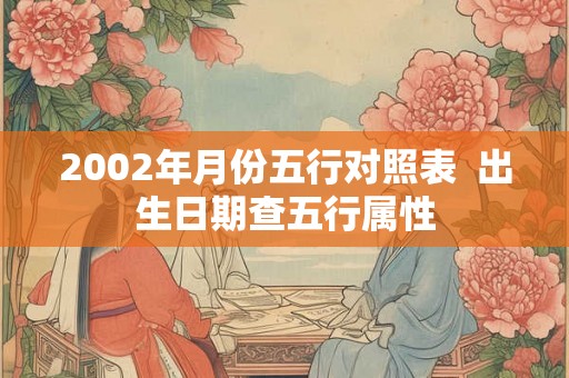 2002年月份五行对照表  出生日期查五行属性