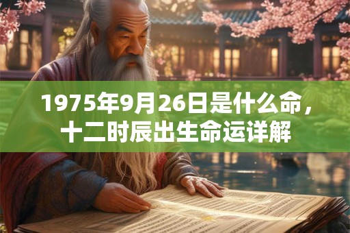 1975年9月26日是什么命，十二时辰出生命运详解
