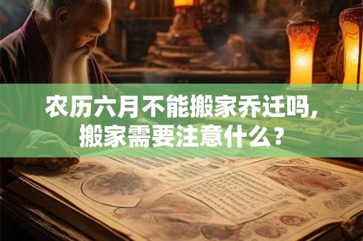农历六月不能搬家乔迁吗,搬家需要注意什么？