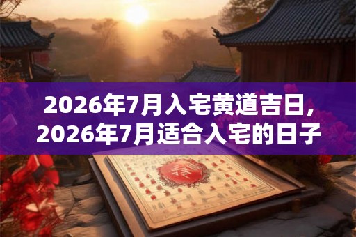 2026年7月入宅黄道吉日,2026年7月适合入宅的日子