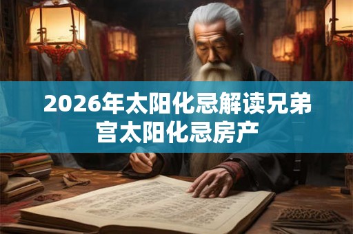 2026年太阳化忌解读兄弟宫太阳化忌房产