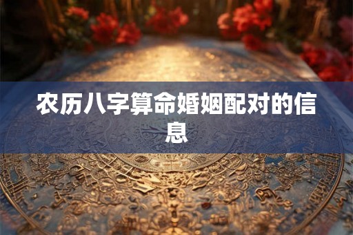 农历八字算命婚姻配对的信息