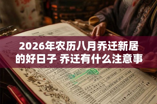 2026年农历八月乔迁新居的好日子 乔迁有什么注意事项 2026年农历八月乔迁新居的好日子 乔迁有什么注意事项