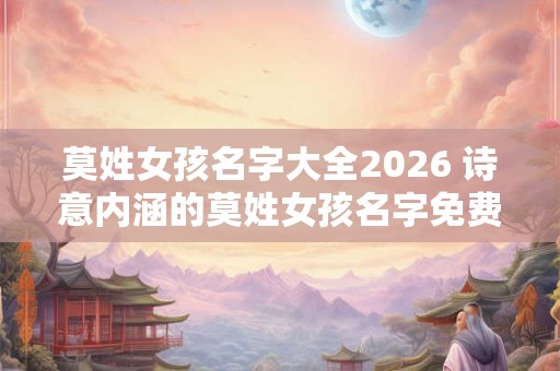 莫姓女孩名字大全2026 诗意内涵的莫姓女孩名字免费