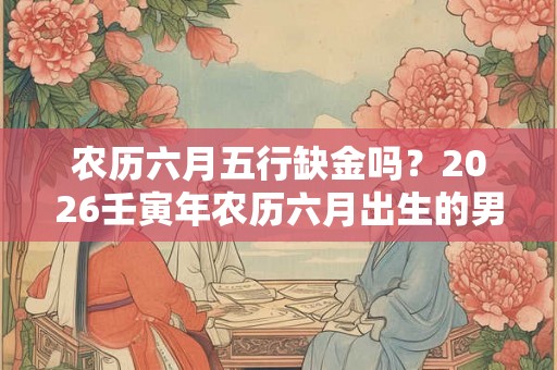 农历六月五行缺金吗？2026壬寅年农历六月出生的男宝宝起名字