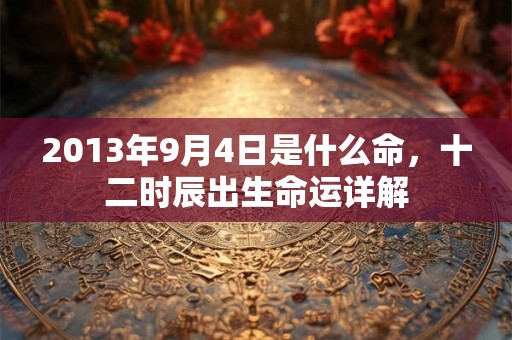 2013年9月4日是什么命，十二时辰出生命运详解