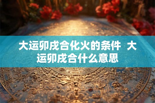 大运卯戌合化火的条件  大运卯戌合什么意思