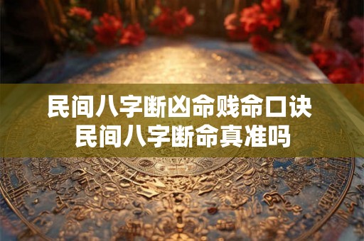 民间八字断凶命贱命口诀 民间八字断命真准吗