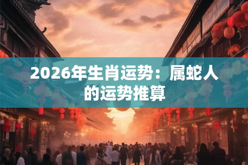 2026年生肖运势：属蛇人的运势推算