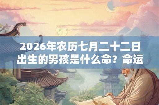 2026年农历七月二十二日出生的男孩是什么命？命运怎么样？
