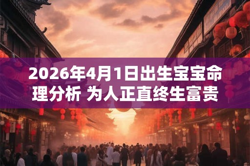 2026年4月1日出生宝宝命理分析 为人正直终生富贵