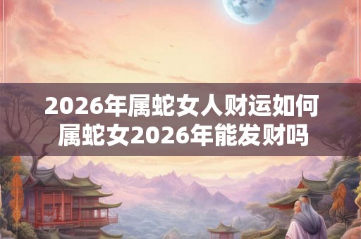 2026年属蛇女人财运如何 属蛇女2026年能发财吗