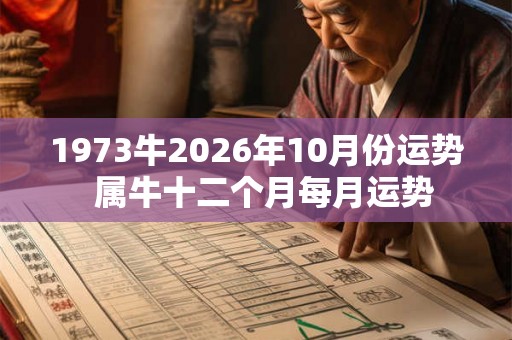 1973牛2026年10月份运势  属牛十二个月每月运势