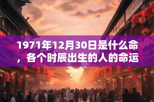 1971年12月30日是什么命，各个时辰出生的人的命运