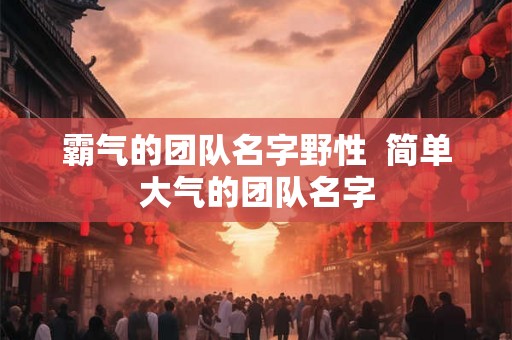 霸气的团队名字野性  简单大气的团队名字