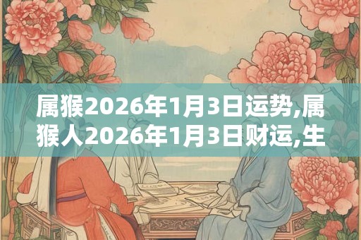 属猴2026年1月3日运势,属猴人2026年1月3日财运,生肖猴2026年1月3日运势