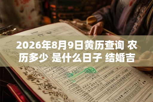 2026年8月9日黄历查询 农历多少 是什么日子 结婚吉时 2026年8月9日黄历查询 农历多少 是什么日子 结婚吉时